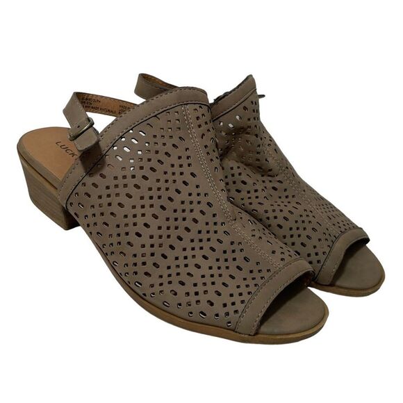 Lucky Brand Grey Leather Sandals - Picture 1 of 6